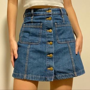 Divided button up denim skirt